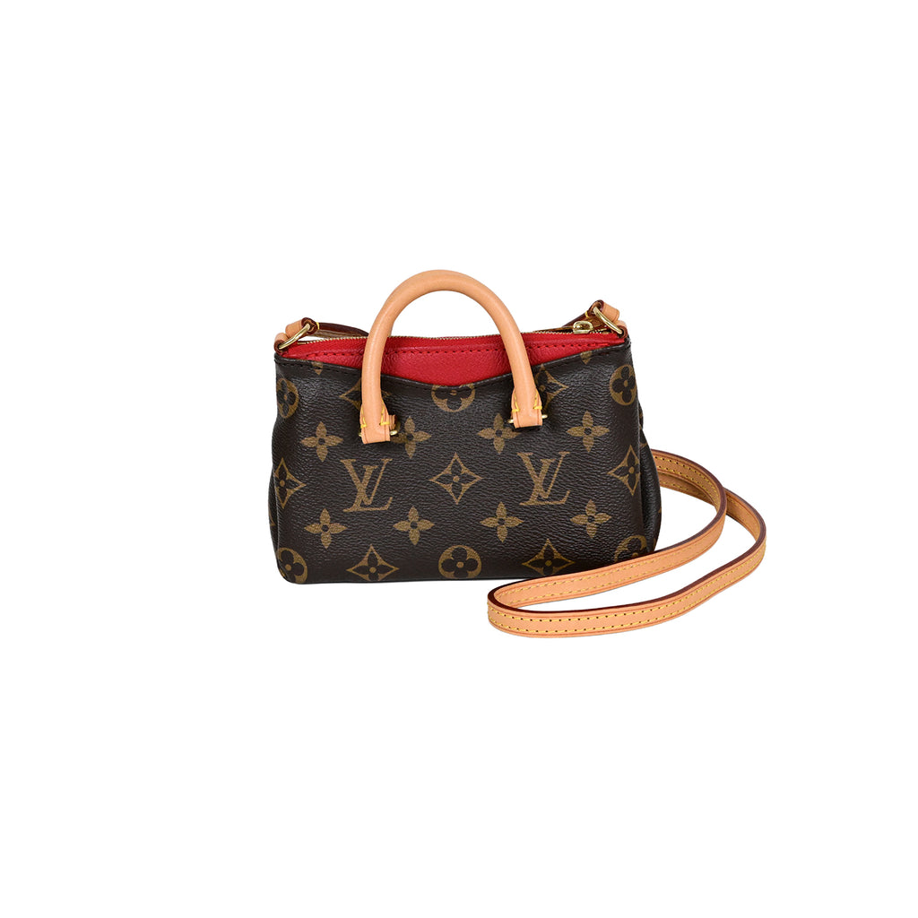 LOUIS VUITTON モノグラム ナノパラス ショルダーバッグ ななめ掛け ミニ ポシェット スリーズ レッド