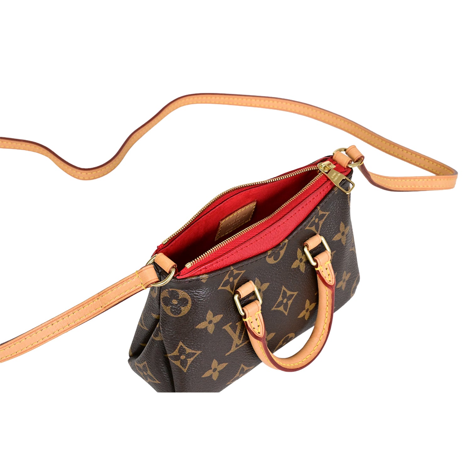 LOUIS VUITTON モノグラム ナノパラス ショルダーバッグ ななめ掛け ミニ ポシェット スリーズ レッド