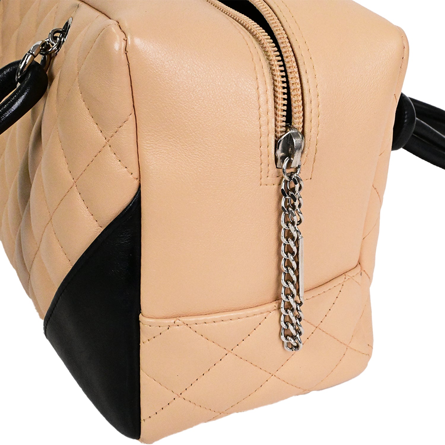 CHANEL シャネル カンボンライン ボーリングバッグ ハンドバッグ ショルダーバッグ ベージュ系 ブラック