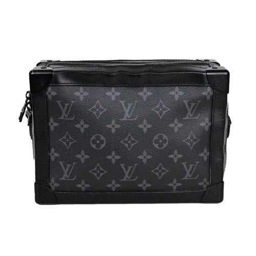 LOUIS VUITTON ソフト トランク ブラック モノグラムエクリプス レザー ショルダーバッグ