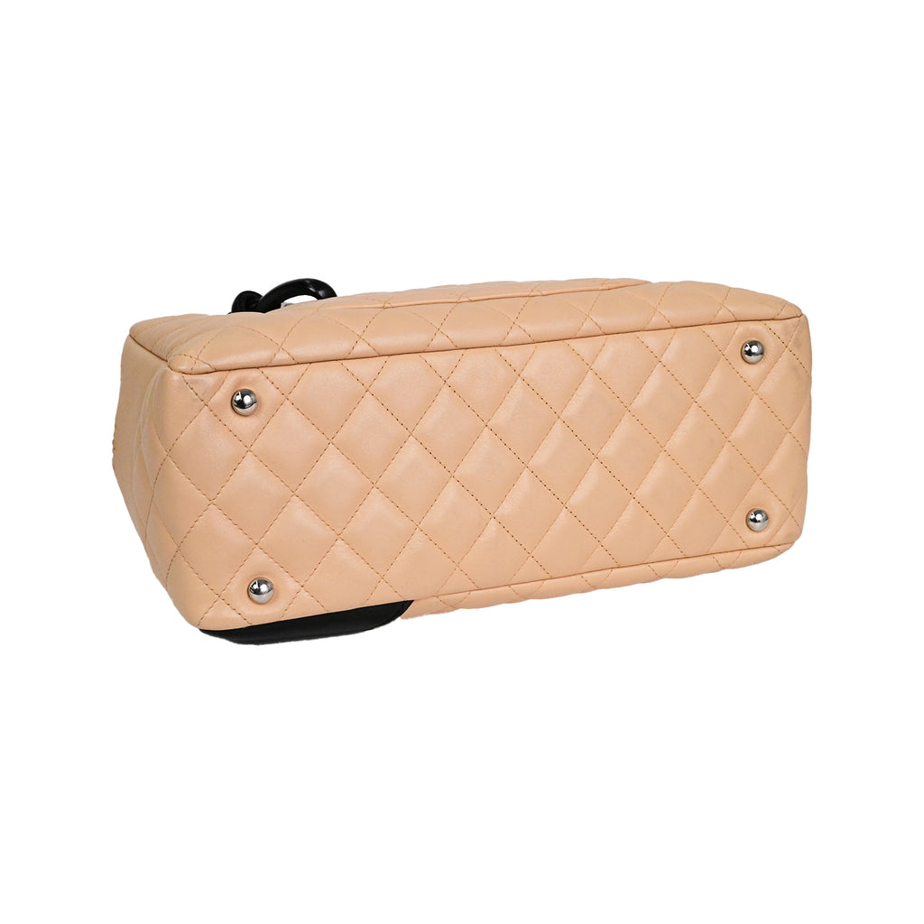 CHANEL シャネル カンボンライン ボーリングバッグ ハンドバッグ ショルダーバッグ ベージュ系 ブラック