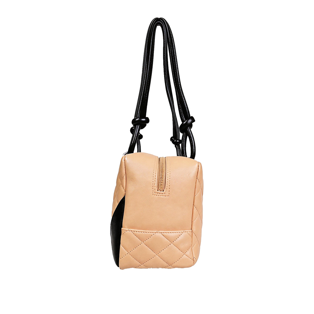 CHANEL シャネル カンボンライン ボーリングバッグ ハンドバッグ ショルダーバッグ ベージュ系 ブラック