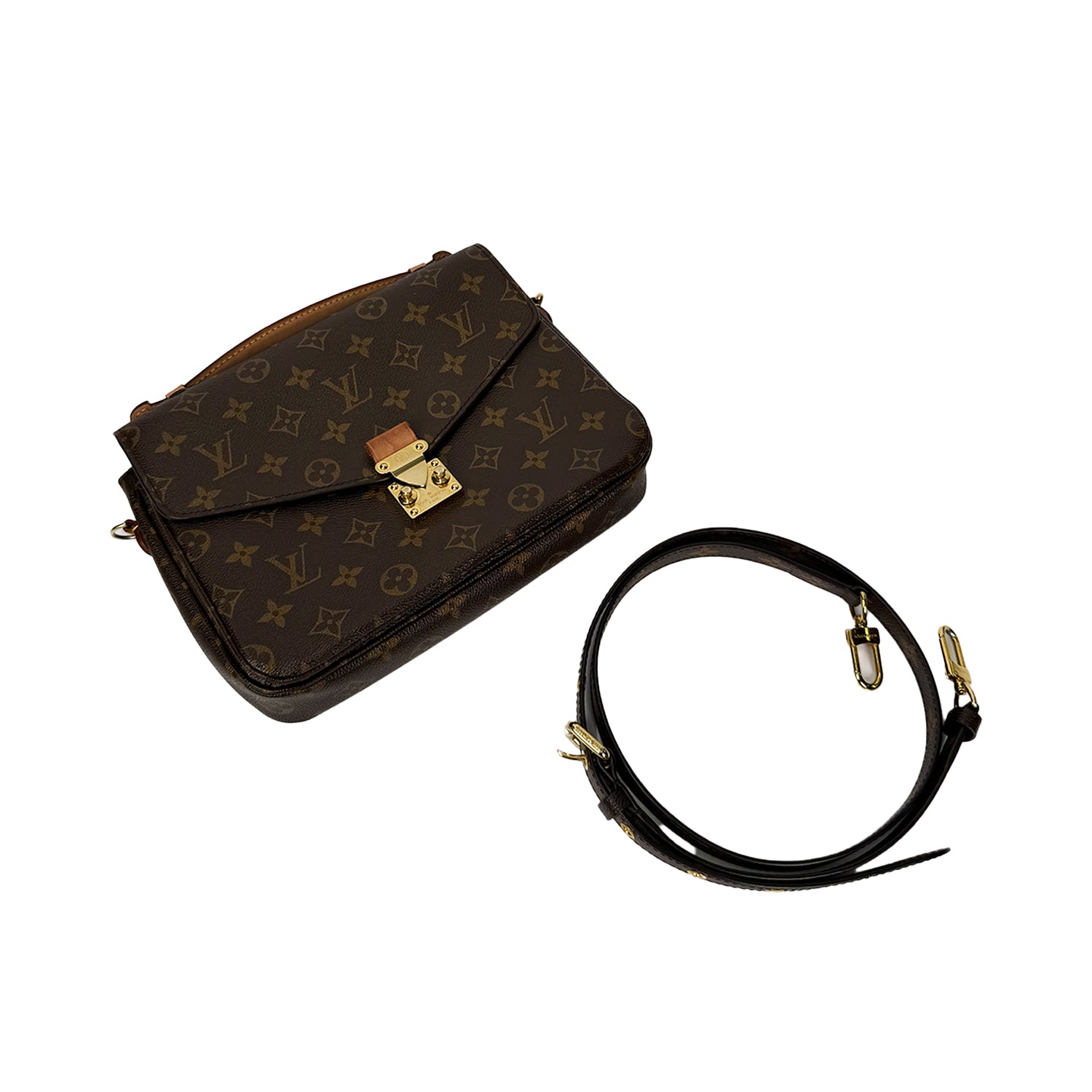 ルイ・ヴィトン ポシェット・メティス MM モノグラム M44875 レザー ブラウン ゴールド金具(21152)
