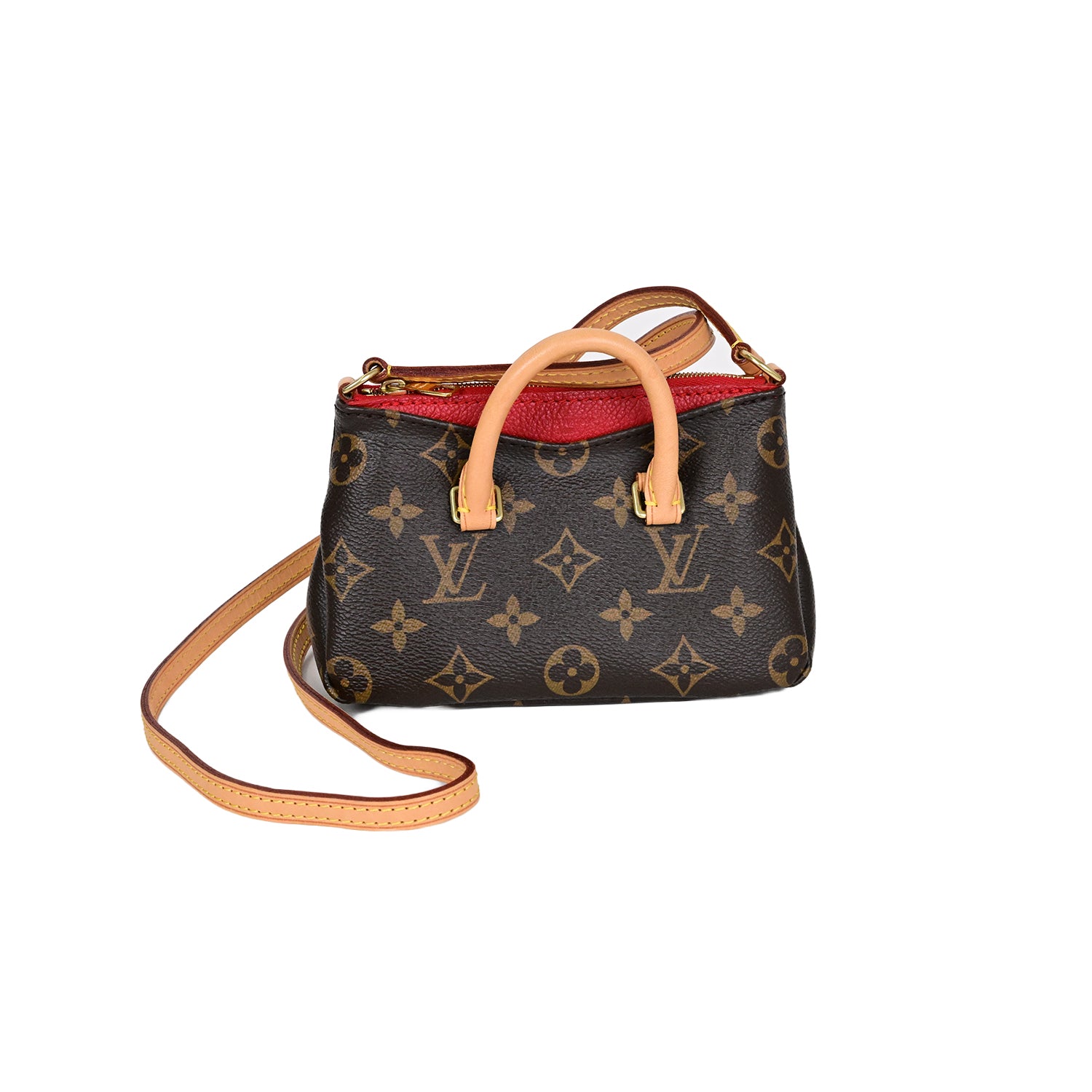 LOUIS VUITTON モノグラム ナノパラス ショルダーバッグ ななめ掛け ミニ ポシェット スリーズ レッド