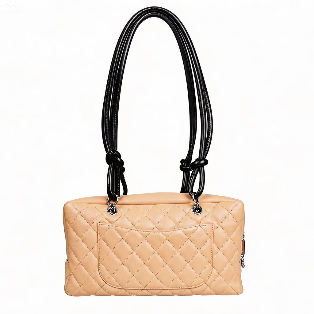 CHANEL シャネル カンボンライン ボーリングバッグ ハンドバッグ ショルダーバッグ ベージュ系 ブラック